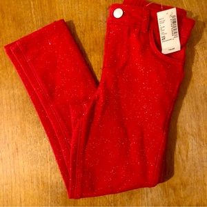 Red Sparkly Pull On Jeans
